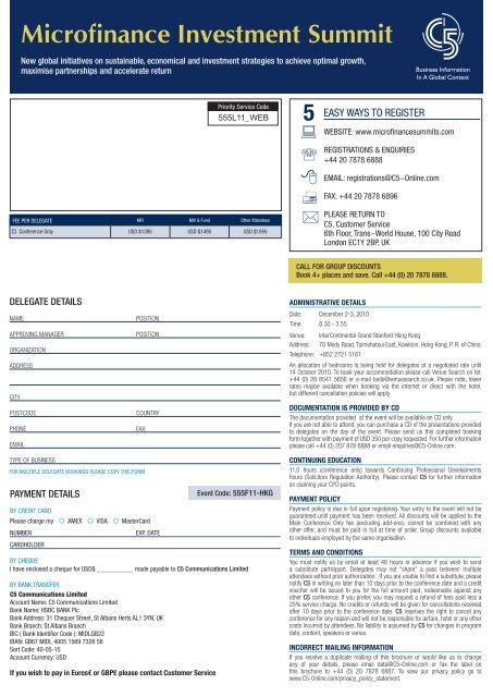 Microfinance Investment Summit Hong Kong - C5