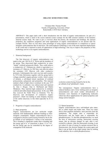 ORGANIC SEMICONDUCTORS Christian Ohrt, Thomas PreuÃŸe ...