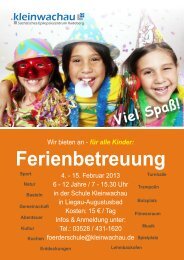 Informationsblatt zum Angebot der Ferienbetreuung - Kleinwachau