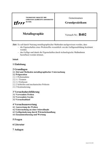 Grundpraktikum Metallographie