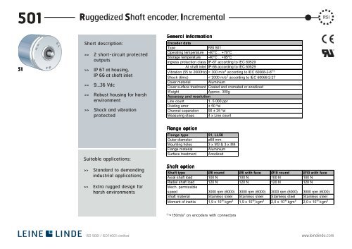 Ruggedized Shaft encoder, Incremental - Leine & Linde