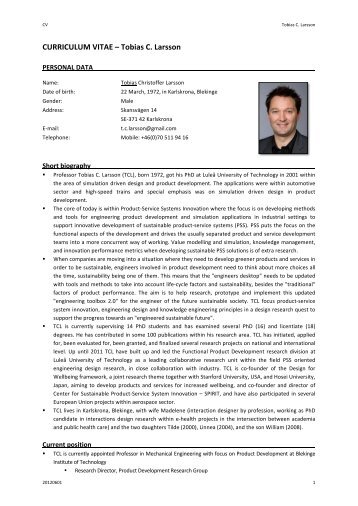 CURRICULUM VITAE – Tobias C. Larsson