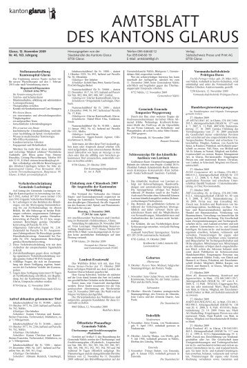 Amtsblatt des Kantons Glarus, 12.11.09 - Glarus24.ch