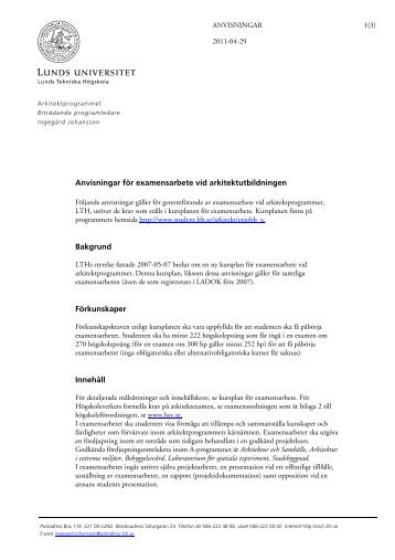 Anvisningar för examensarbete vid ... - Student LTH