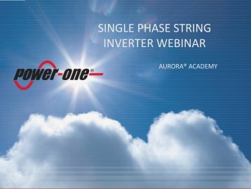 Single Phase String Inverters - Power-One