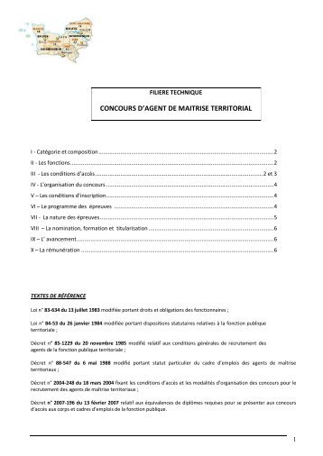 CONCOURS D'AGENT DE MAITRISE TERRITORIAL - CDG27