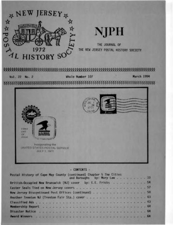 107 - New Jersey Postal History Society