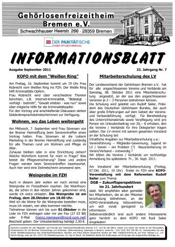 Infoblatt September 2011 - Landesverband der Gehörlosen Bremen ...