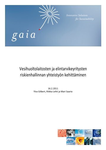 Vesihuoltolaitosten ja elintarvikeyritysten riskienhallinnan yhteistyön ...