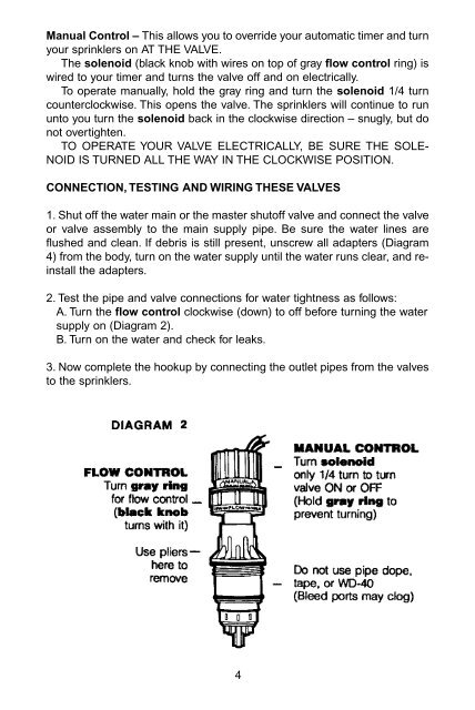 owner's manual for electric valves manual del propietario ... - Rain Bird