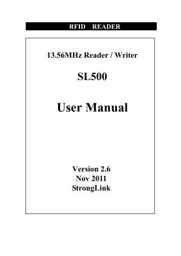 13.56MHz RFID Reader - SL500 User Manual