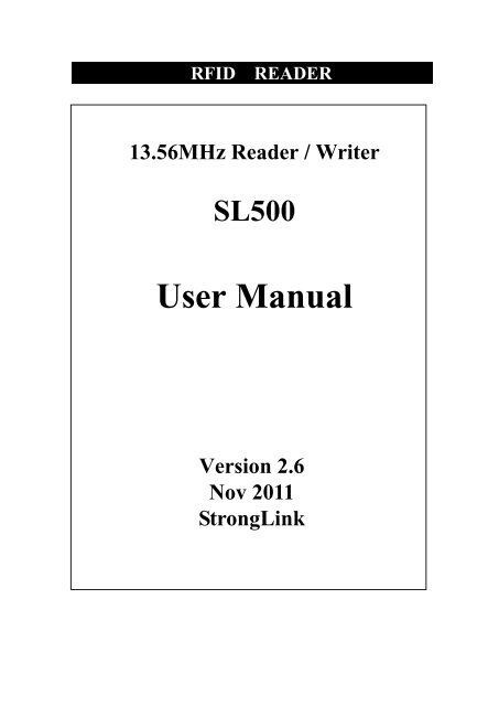 13.56MHz RFID Reader - SL500 User Manual