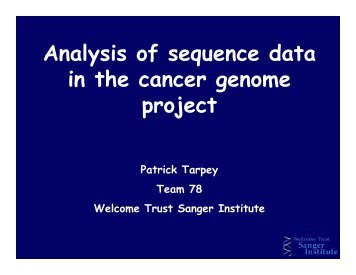 Analysis of sequence data in the cancer genome project