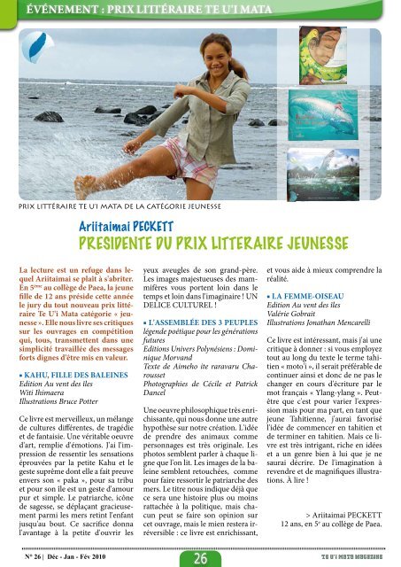 Magazine Te U'i Mata nÂ° 26 - UniversitÃ© de la PolynÃ©sie FranÃ§aise