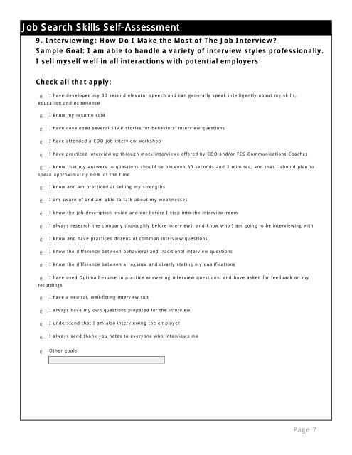 Job Search Skills Self-Assessment - Yale University