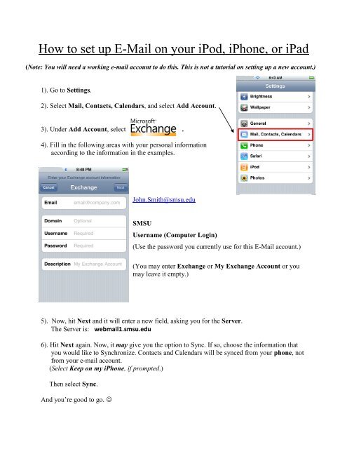 How to set up E-Mail on your iPod, iPhone, or iPad