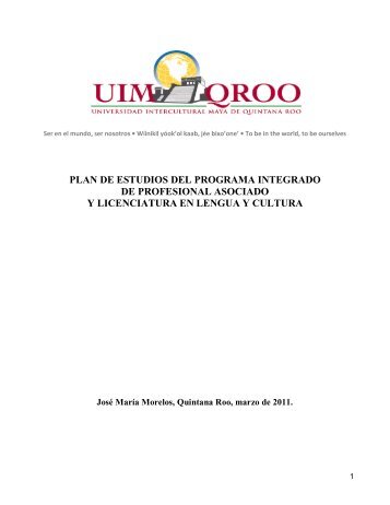 PLAN DE ESTUDIOS DEL PROGRAMA INTEGRADO ... - UIMQRoo