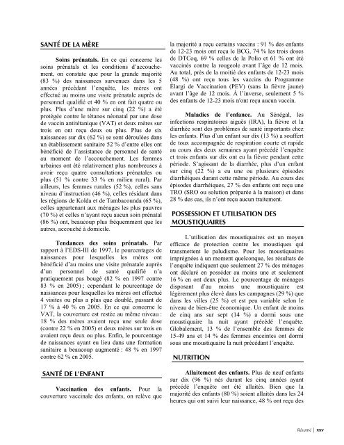 EnquÃªte DÃ©mographique et de SantÃ© SÃ©nÃ©gal 2005 ... - Measure DHS