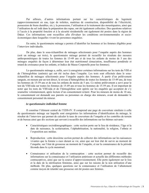 EnquÃªte DÃ©mographique et de SantÃ© SÃ©nÃ©gal 2005 ... - Measure DHS