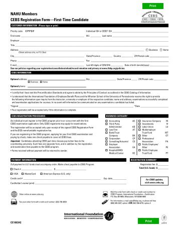 CEBS Registration Form - First-Time Candidate - NAHU