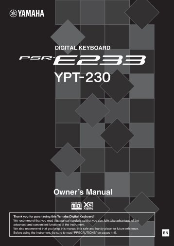 PSR-E233/YPT-230 Owner's Manual - Yamaha Downloads