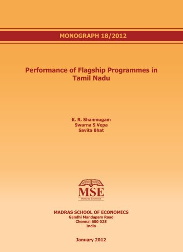 Performance of Flagship Programmes in Tamil Nadu