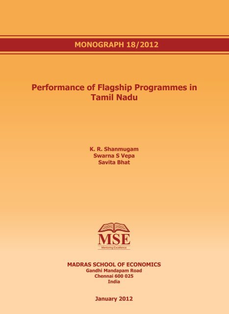 Performance of Flagship Programmes in Tamil Nadu