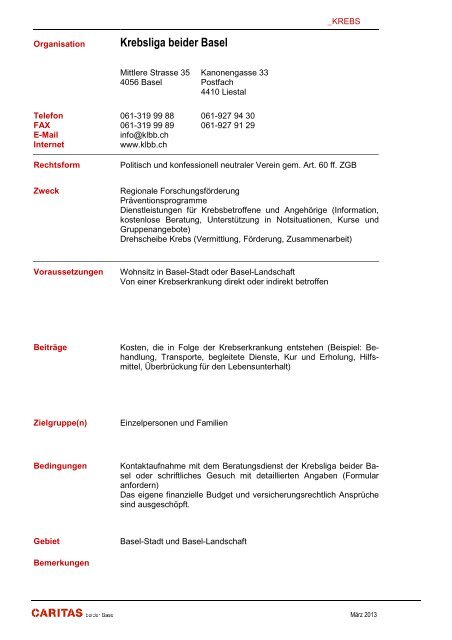 Stiftung - Caritas beider Basel