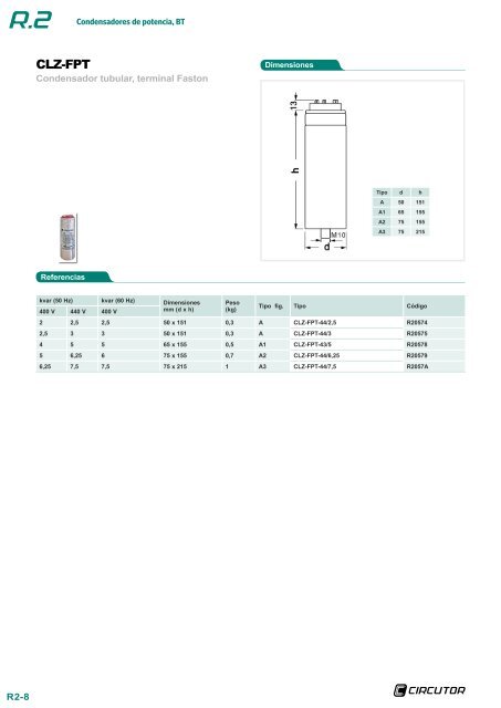 Condensadores de potencia, BT - Circutor