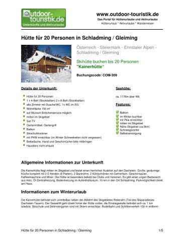 Hütte für 20 Personen in Schladming / Gleiming -  Outdoor-Touristik