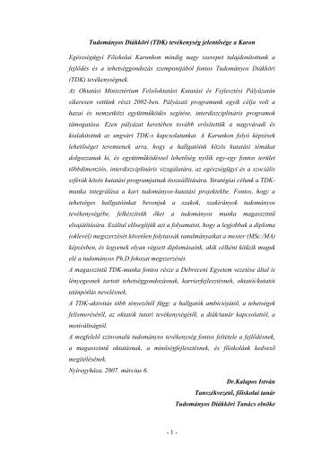 Az elÅadÃ¡sok absztraktjai - EgÃ©szsÃ©gÃ¼gyi Kar