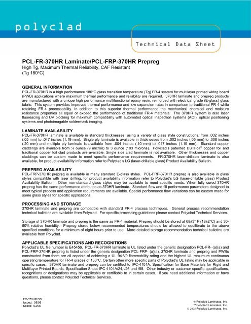 Https Www Isola Group Com Wp Content Uploads 370hr Laminate And Prepreg Processing Guide Pdf