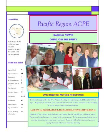 Regional Newsletter - Pacific Region ACPE