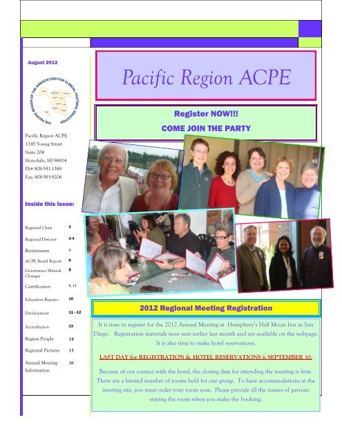 Regional Newsletter - Pacific Region ACPE