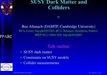 SUSY Dark Matter and Colliders - whepp-9