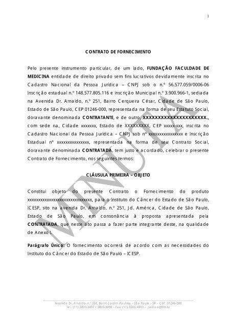 Contrato de Fornecimento - FFM - FundaÃ§Ã£o Faculdade de Medicina