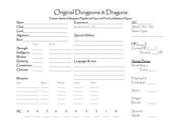 An OD&D Character Sheet