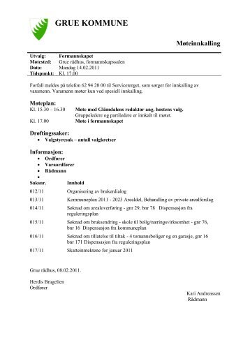 Kommuneplan 2011 - Grue kommune