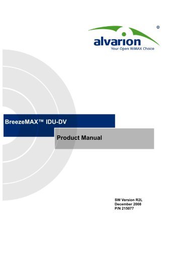 BreezeMAX IDU-DV Product Manual - Alvarion