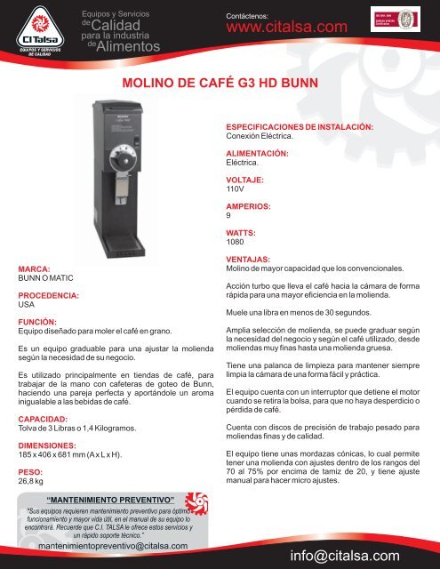 molino de cafÃ© g3 hd bunn [10901005].cdr - Citalsa