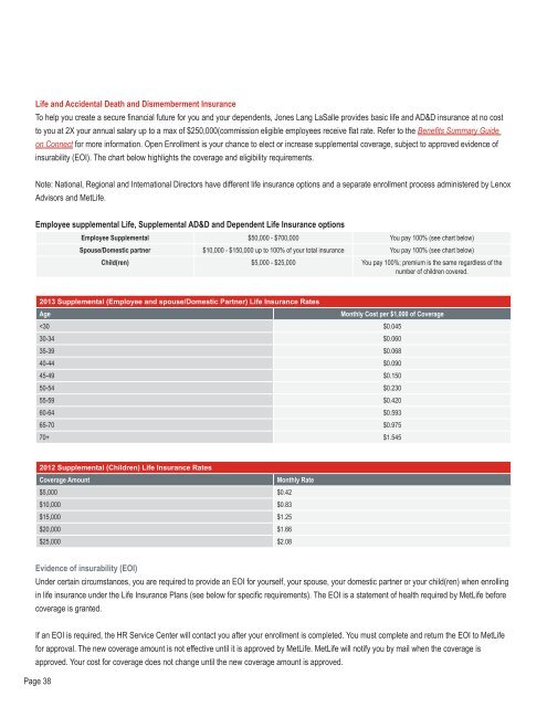 2013 benefits open enrollment guide - Jones Lang LaSalle