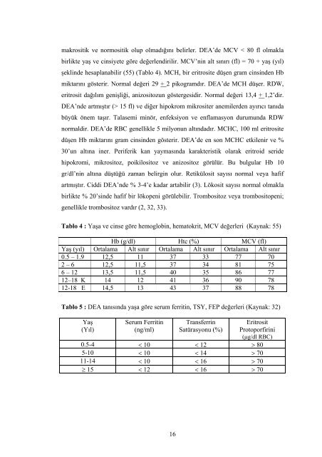 pediatrik yaÅ grubu Ã§eÅitli anemik hastalÄ±klarÄ±n ayÄ±rÄ±cÄ± tanÄ±sÄ±nda ...