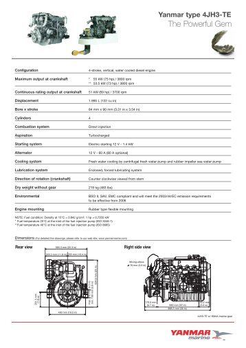 Yanmar 4JH3-TE Technical Data - Zanshin