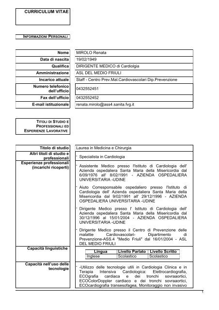 curriculum vitae - Medio Friuli