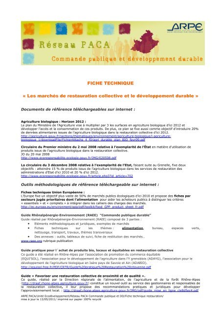 FICHE TECHNIQUE Â« Les marchÃ©s de restauration collective et le ...