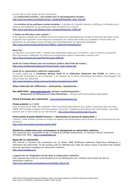 FICHE TECHNIQUE Â« Les marchÃ©s de restauration collective et le ...