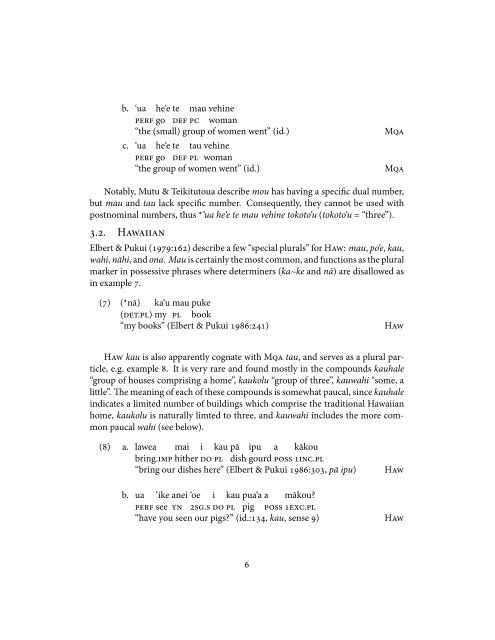 A comparison of morphosyntactic features between Marquesan ...