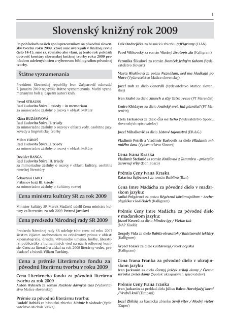 2010 / Ä . 16-17 prÃloha - LiterÃ¡rne informaÄ nÃ© centrum