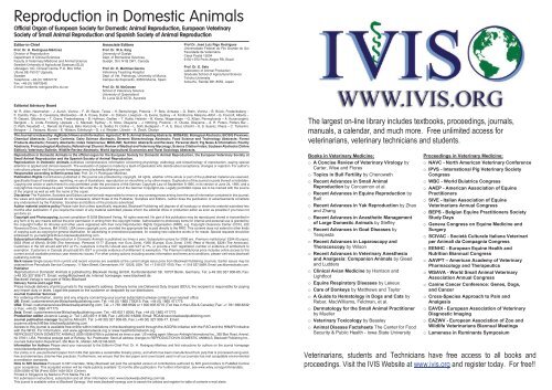 Reproduction in Domestic Animals - Facultad de Ciencias Veterinarias