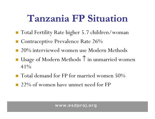 HTSP in Tanzania - Dr. Marina Njelekela ... - ESD Project